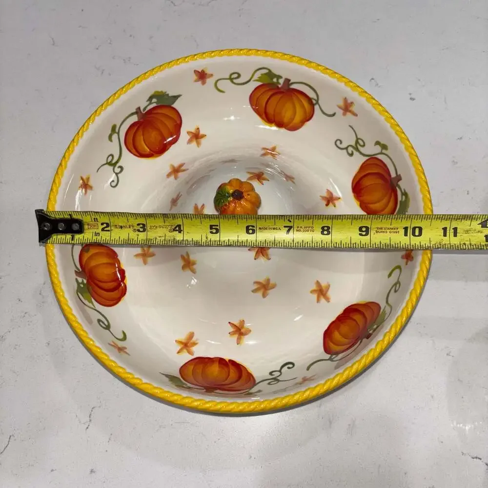 Temp-tations Old World Pumpkin Patch Serving Bowl with Raised Center Seasonal